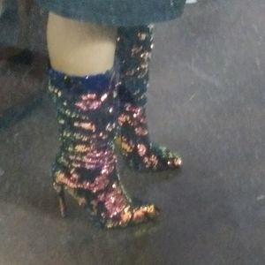 Sequin slouchy boots